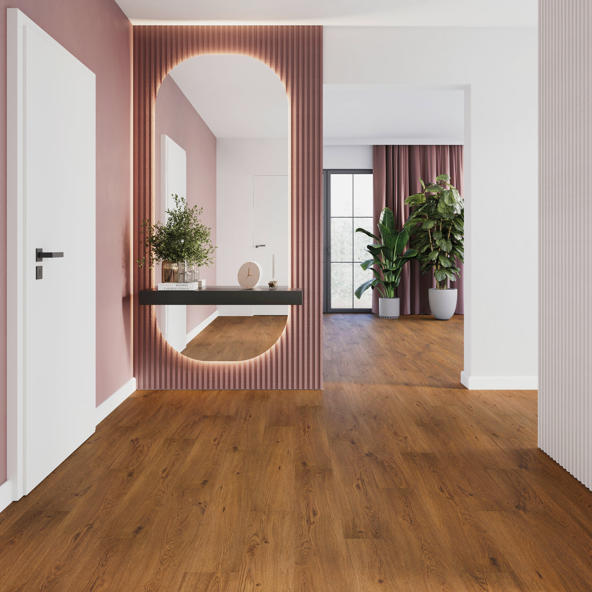 Solenta Eiche Espresso Klebevinyl – Raumbeispiel 1