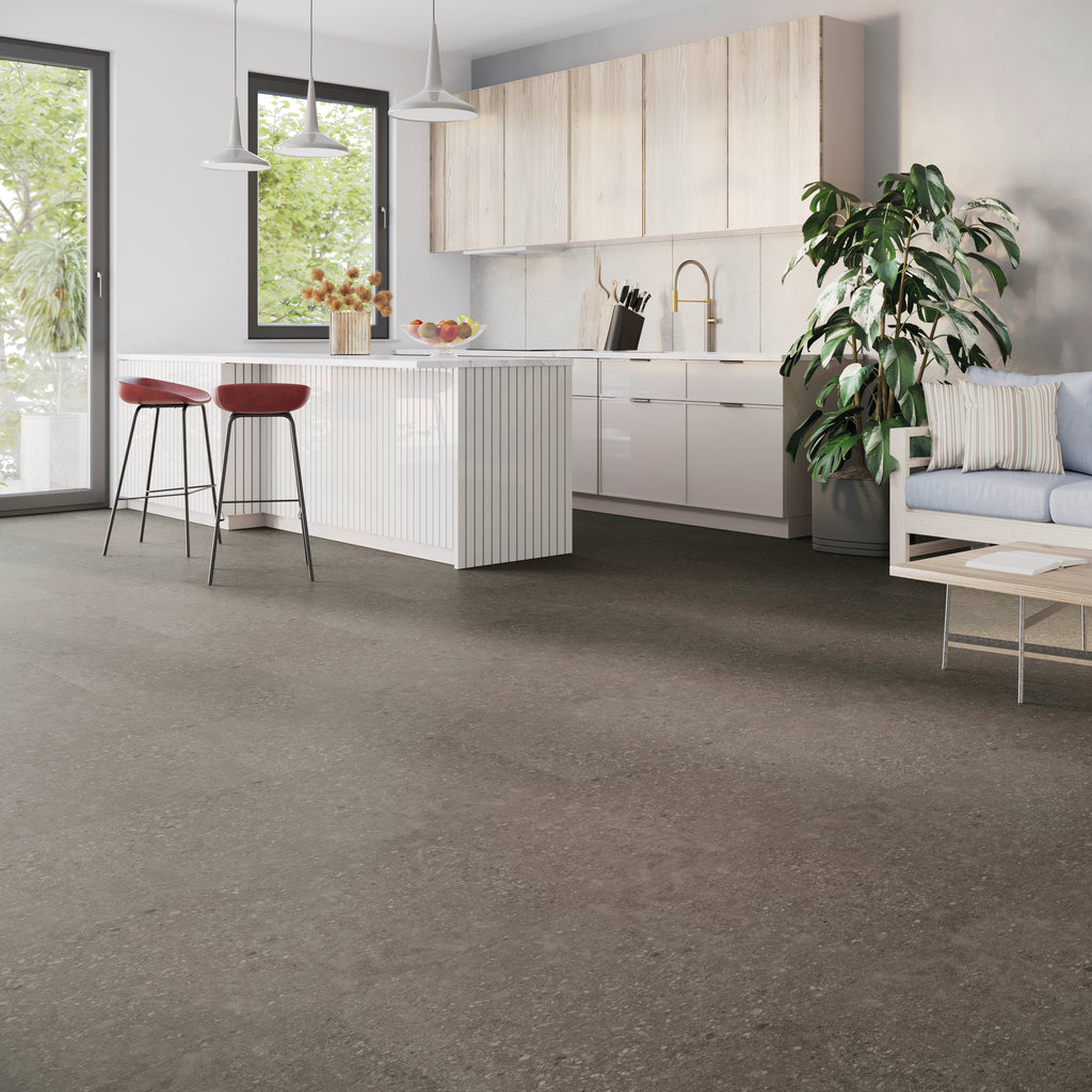 Solenta Beton Venedig Klebevinyl – Raumbeispiel 1