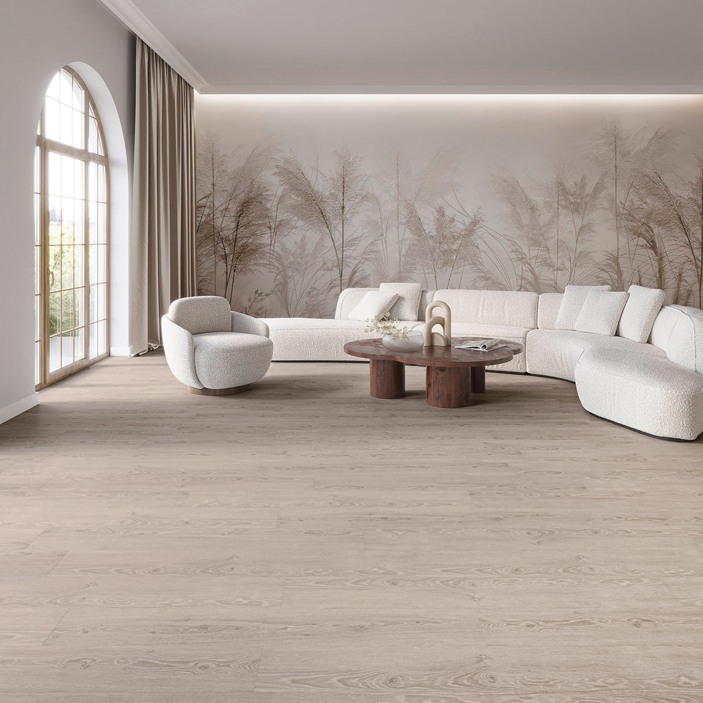 Dornova Eiche Perfekt Grau Klebevinyl – Raumbeispiel 1