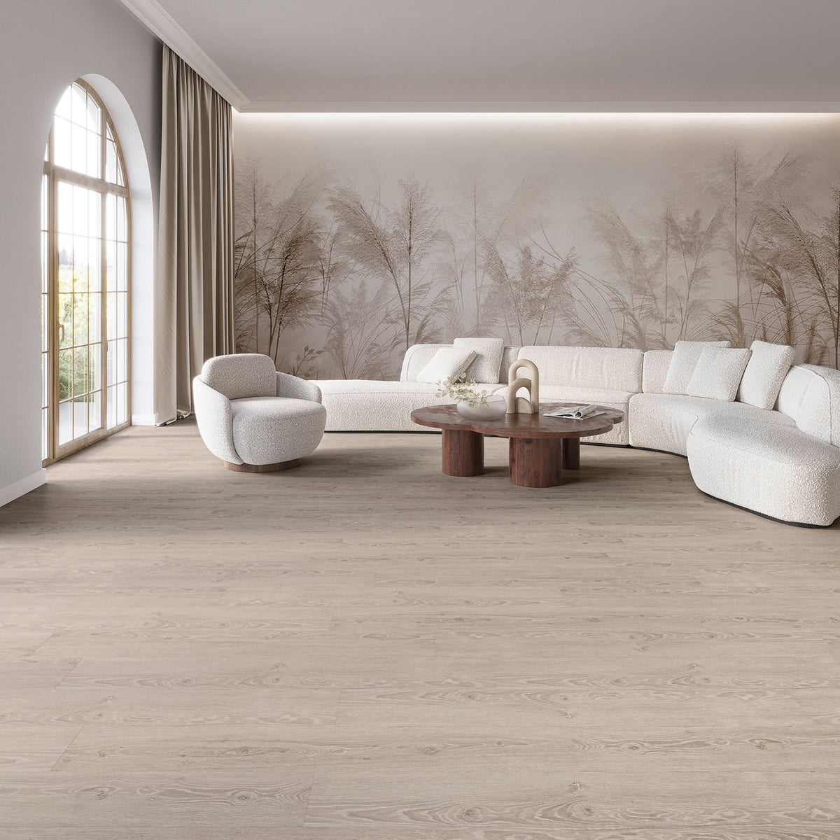 Dornova Eiche Perfekt Grau Klebevinyl – Raumbeispiel 1