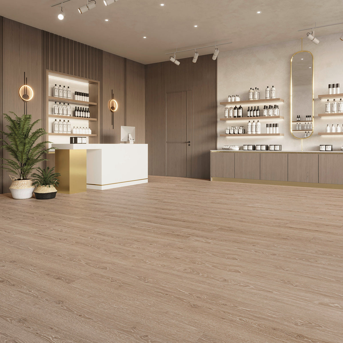 Dornova Eiche Perfekt Tannin Klebevinyl – Raumbeispiel 1