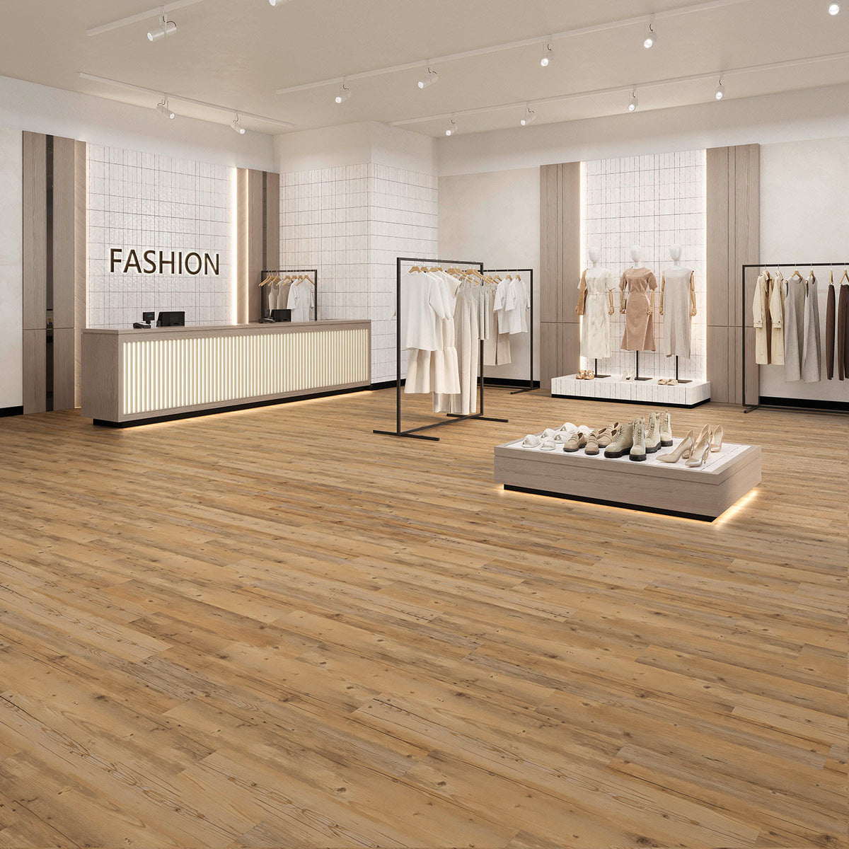 Dornova Kiefer Blond Klebevinyl – Raumbeispiel 1