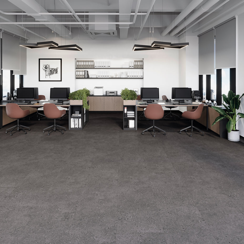 Alvora Terrazzo Grau Klebevinyl – Raumbeispiel 1