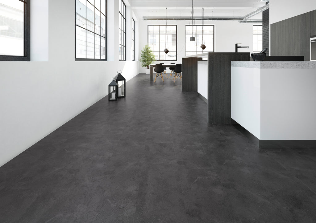 Solenta Schiefer Grau Klebevinyl – Raumbeispiel 1