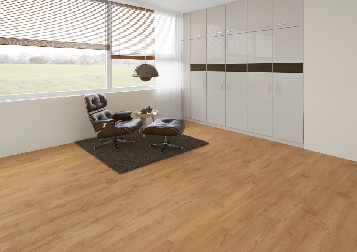 Solenta Kiefer Gold Klebevinyl – Raumbeispiel 1