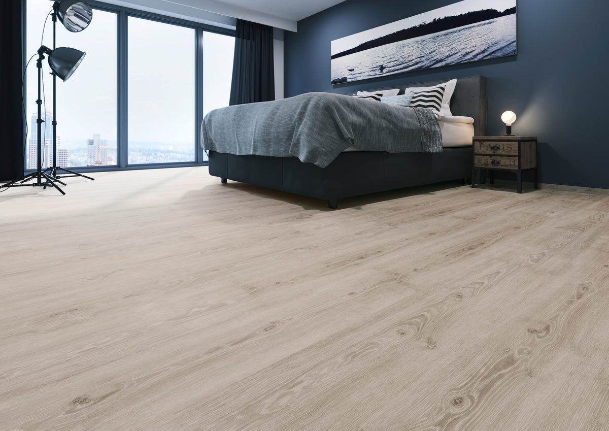 Dornova Eiche Perfekt Grau Klebevinyl – Raumbeispiel 2