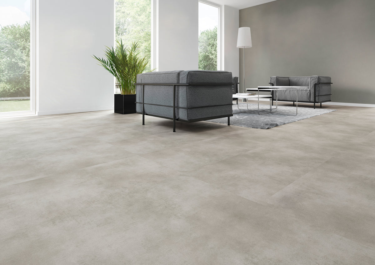 Dornova Beton Natur Klebevinyl – Raumbeispiel 3
