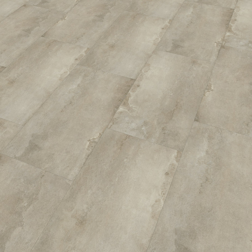 JAB Anstoetz Used Concrete Creme Klebevinyl – Raumbeispiel