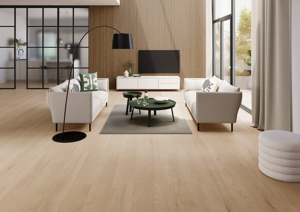 Verdon Eiche Château Beige Klebevinyl – Raumbeispiel 1