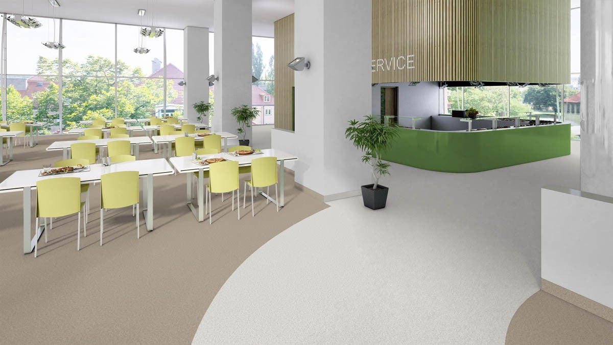 Pirelano PVC-Boden homogen 200cm | Farbe: Weißgrau | Raumbild 1 (Beispielbild, Farbe kann abweichen)