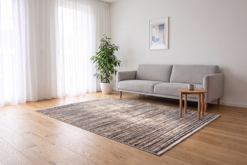Allora Wohnteppich | Farbe: Braun/Grau/Gold | Raumbild 1 (Beispielbild, Farbe kann abweichen)