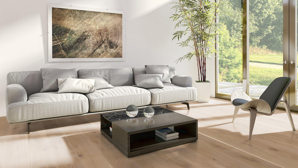 Arvento Eiche Creme Lebhaft geölt – Parkett-Landhausdiele 220 × 20,9 cm – Raumbeispiel 2