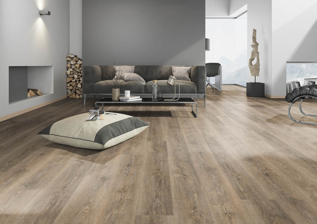 Cleverano Eiche Rustikal Klickvinyl – Raumbeispiel (Farbe kann abweichen)