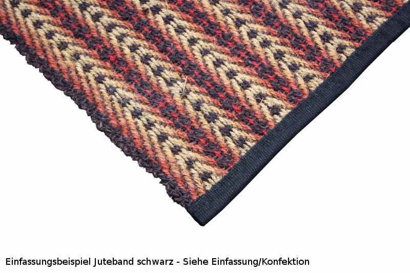 Cocora Kokosläufer gemustert nach Maß, Ornament Rot-Schwarz