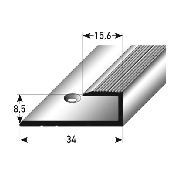 Einschubprofil 8,5 mm für Laminat Alu eloxiert, gebohrt