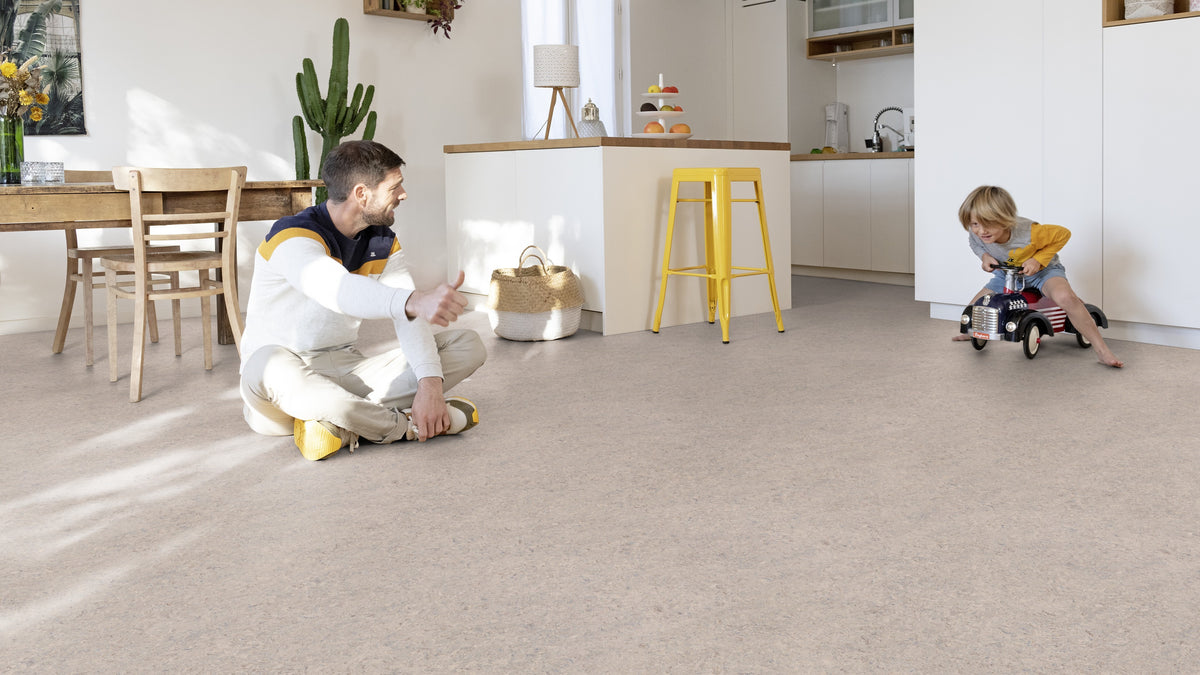 Elastium Linoleumboden 200cm | Farbe: Beige Grau Hell Meliert | Raumbild 2 (Beispielbild, Farbe kann abweichen)