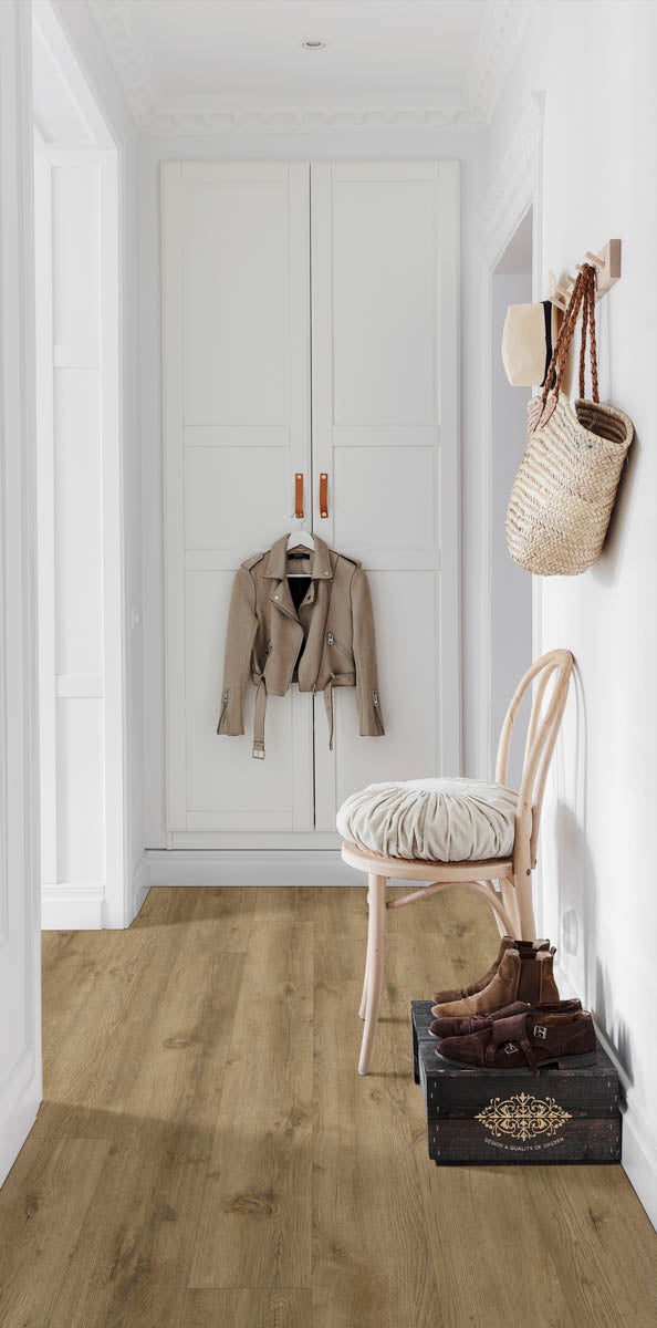 Ferondo Eiche Taupe Klickvinyl – Raumbeispiel (Farbe kann abweichen)