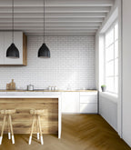 Fintesco Eiche Nussbraun Chevron Klebevinyl – Raumbeispiel (Farbe kann abweichen)
