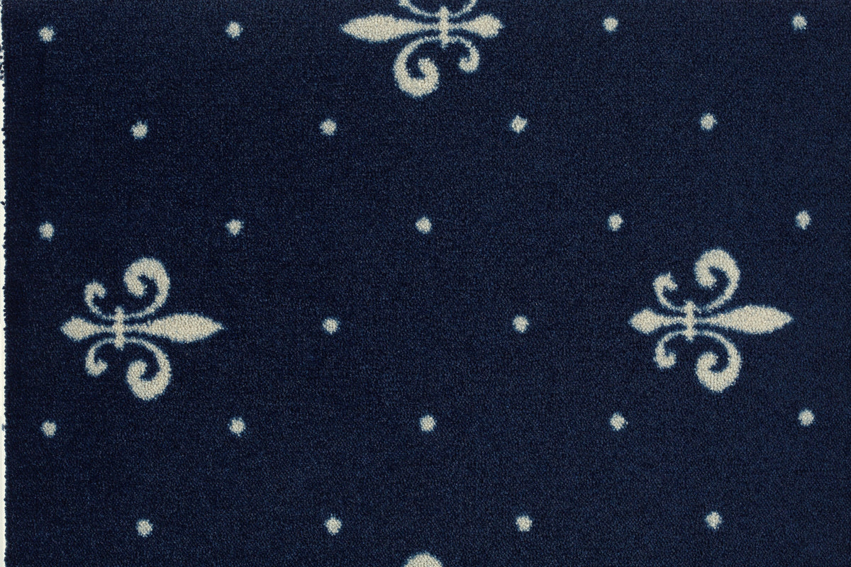 Gavotta Teppich nach Maß | Farbe: Nachtblau Lilien (220) | Musterfoto (gekettelte Kante folgt)
