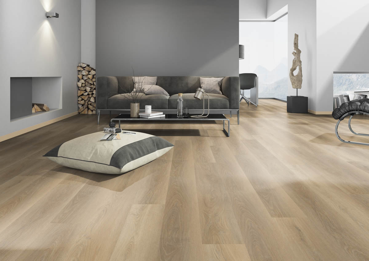 Klavereso Eiche Natur Klebevinyl – Raumbeispiel (Farbe kann abweichen)