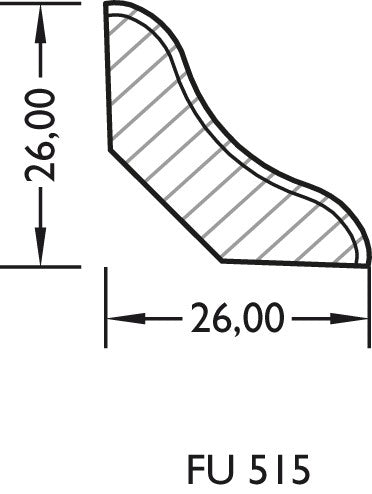 Lignova Hohlkehlleiste 26x26mm | Profilzeichnung 26 x 26 mm