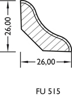 Lignova Hohlkehlleiste 26x26mm | Profilzeichnung 26 x 26 mm