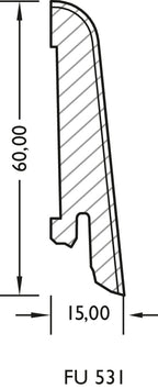 Lignova Sockelleiste 15x60mm | Profilzeichnung 15 x 60 mm