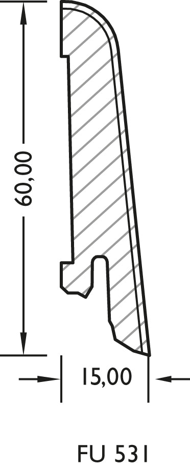 Lignova Sockelleiste 15x60mm | Profilzeichnung 15 x 60 mm