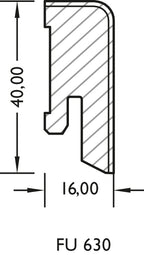 Lignova Sockelleiste 16x40mm | Profilzeichnung 16 x 40 mm