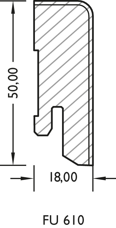 Lignova Sockelleiste 18x50mm | Profilzeichnung 18 x 50 mm
