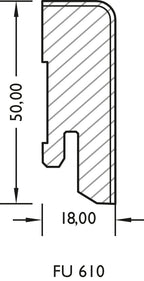Lignova Sockelleiste 18x50mm | Profilzeichnung 18 x 50 mm