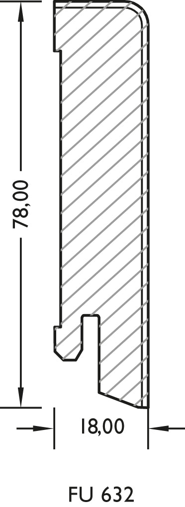 Lignova Sockelleiste 18x78mm | Profilzeichnung 18 x 78 mm