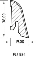 Lignova Sockelleiste 19x38mm | Profilzeichnung 19 x 38 mm