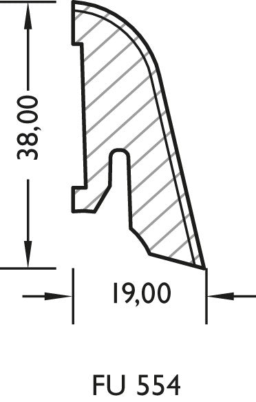 Lignova Sockelleiste 19x38mm | Profilzeichnung 19 x 38 mm