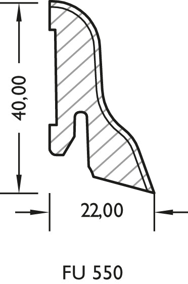 Lignova Sockelleiste 22x40mm | Profilzeichnung 22 x 40 mm