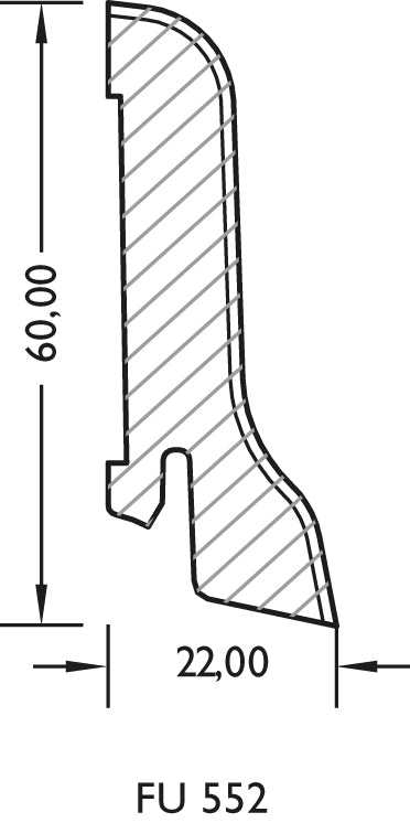 Lignova Sockelleiste 22x60mm | Profilzeichnung 22 x 60 mm