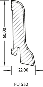 Lignova Sockelleiste 22x60mm | Profilzeichnung 22 x 60 mm