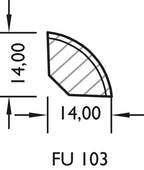 Lignova Viertelstab 14x14mm | Profilzeichnung 14 x 14 mm