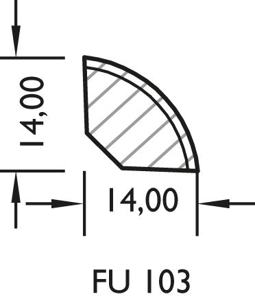 Lignova Viertelstab 14x14mm | Profilzeichnung 14 x 14 mm