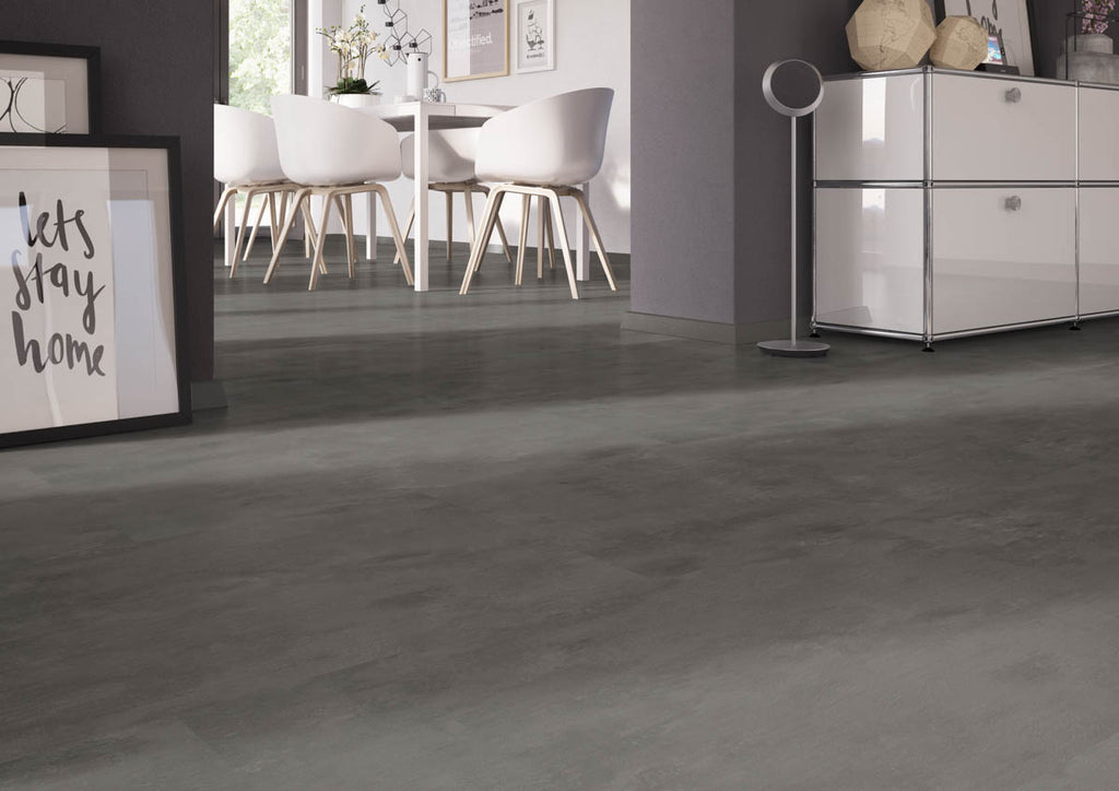 Limvereso Beton Anthrazit Klebevinyl – Raumbeispiel (Farbe kann abweichen)