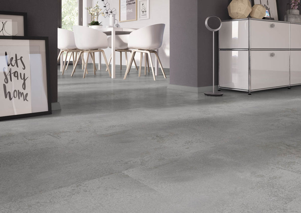 Limvereso Beton Mittelgrau Klebevinyl – Raumbeispiel (Farbe kann abweichen)