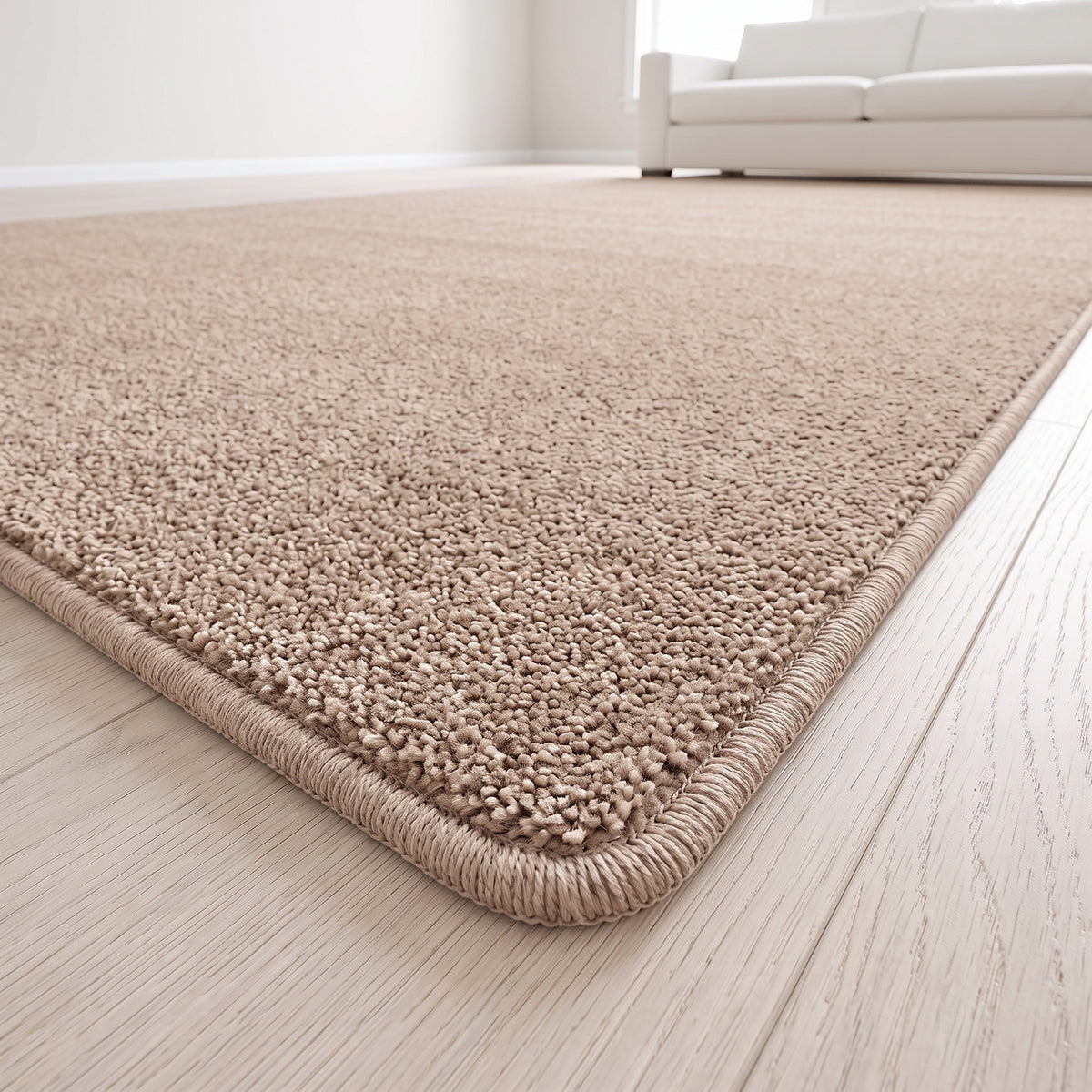 Piumera Teppich nach Maß | Farbe: Beige Mittel | Kettelecke (Beispielbild, Farbe kann abweichen)