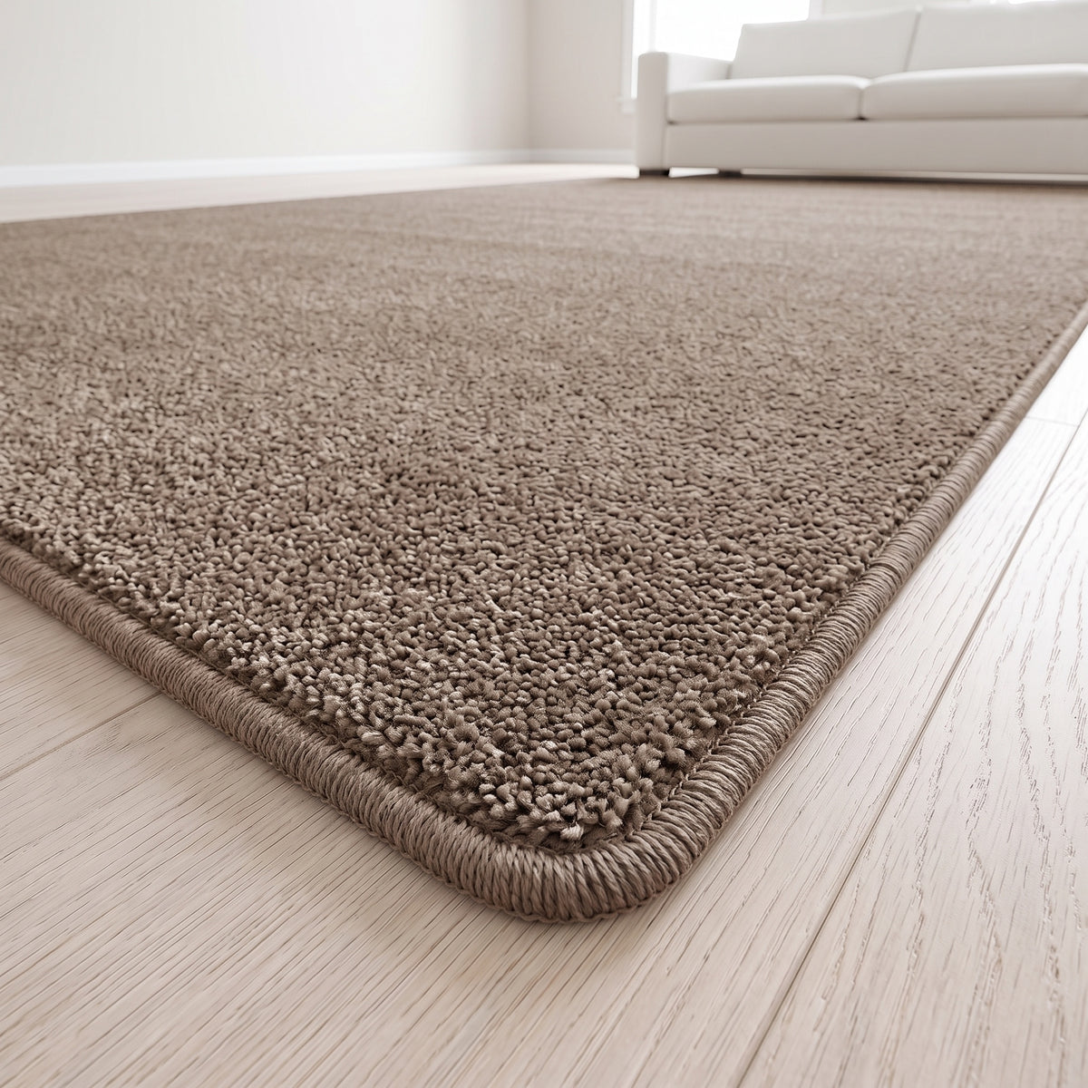 Piumera Teppich nach Maß | Farbe: Taupe Dunkel | Kettelecke (Beispielbild, Farbe kann abweichen)