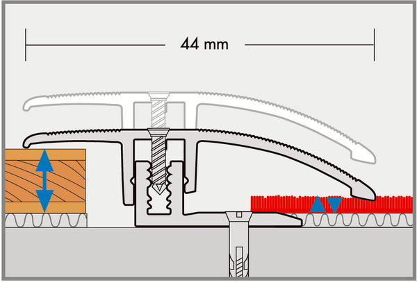 Anpassungsprofil Alu eloxiert 7–15 mm, schraubbar