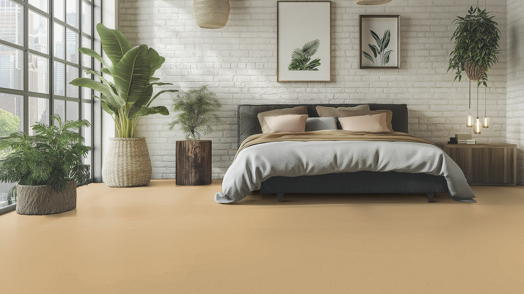 Selene Linoleumboden 200cm | Farbe: Sand Hell | Raumbild 1 (Beispielbild, Farbe kann abweichen)