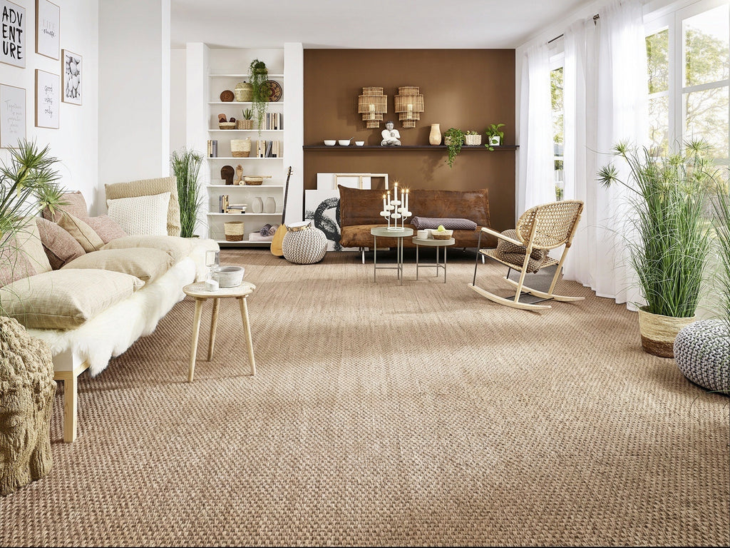 Sisola Teppichboden | Farbe: Beige Mittel Meliert | Raumansicht (Beispielbild, Farbe kann abweichen)