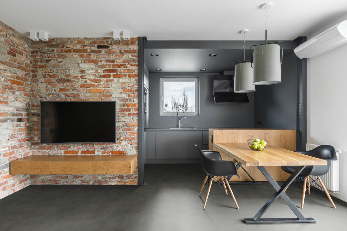 Solbado Beton Anthrazit Klickvinyl – Raumbeispiel (Farbe kann abweichen)