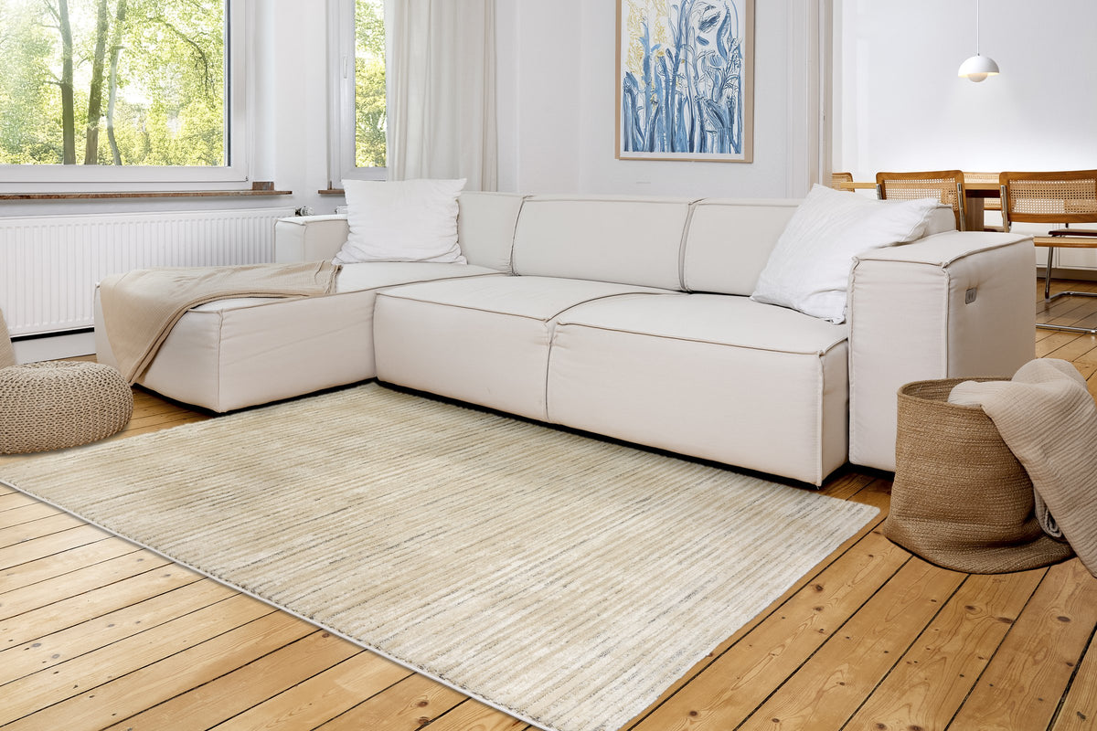 Streyla Wohnteppich, Creme/Grau, Raumbild