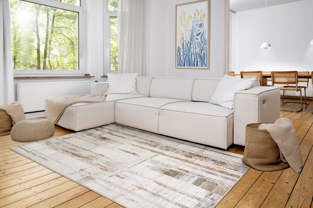 Stripola Wohnteppich, Grau/Beige, Raumbild