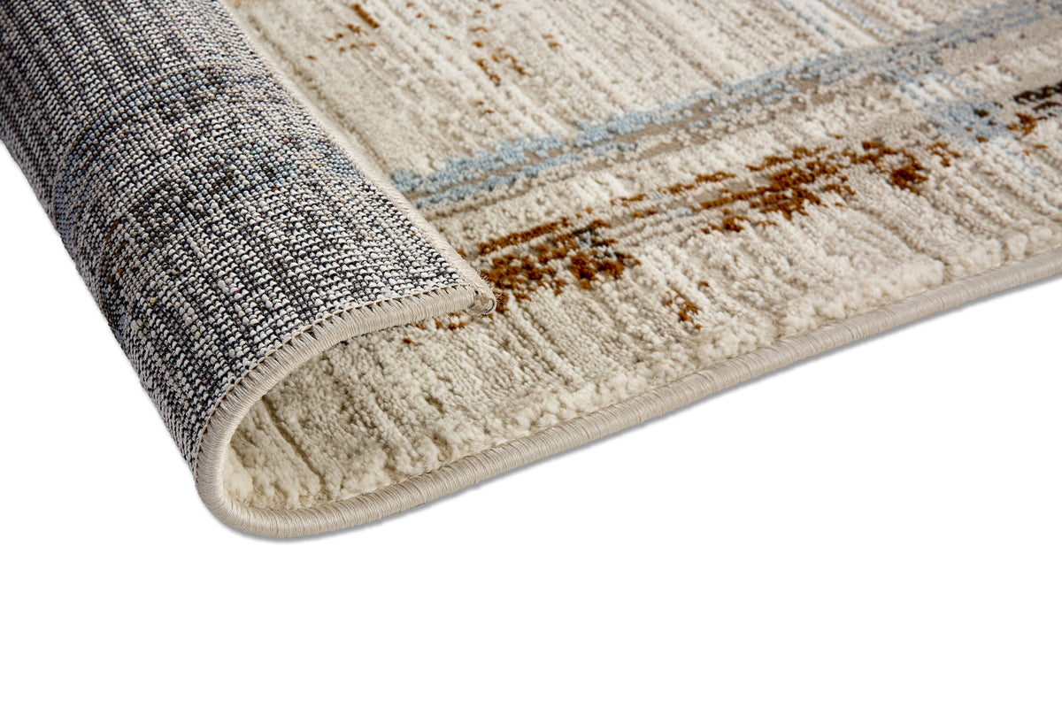 Stripola Wohnteppich, Grau/Beige, Rückseite